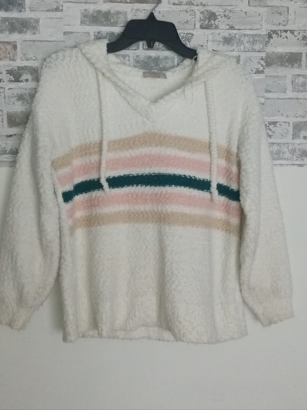 LOFT Cream Sherpa-Lined Hooded Sweater with Ivory Label